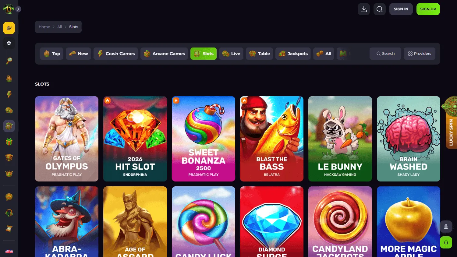 Drakaris Casino games experience on desktop