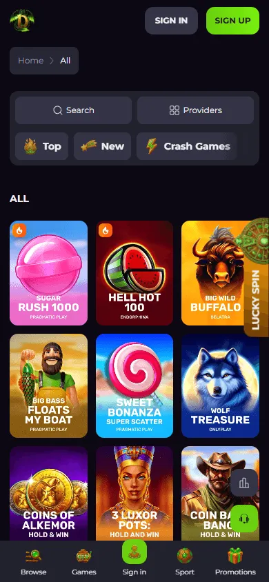 Drakaris Casino games experience on a mobile device